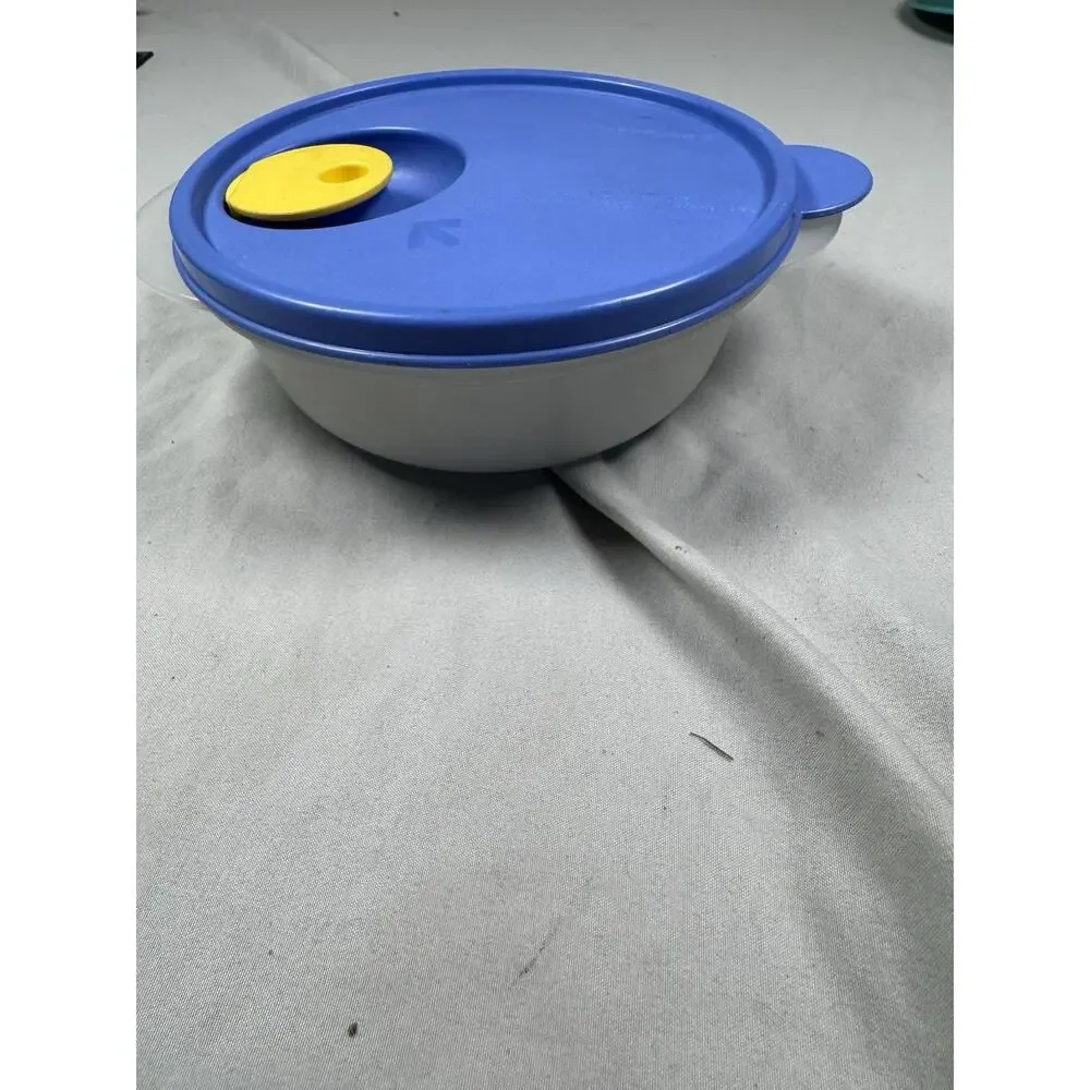 Tupperware Vent N Serve 2.5 Cup Microwave Container Blue Yellow 1600mL